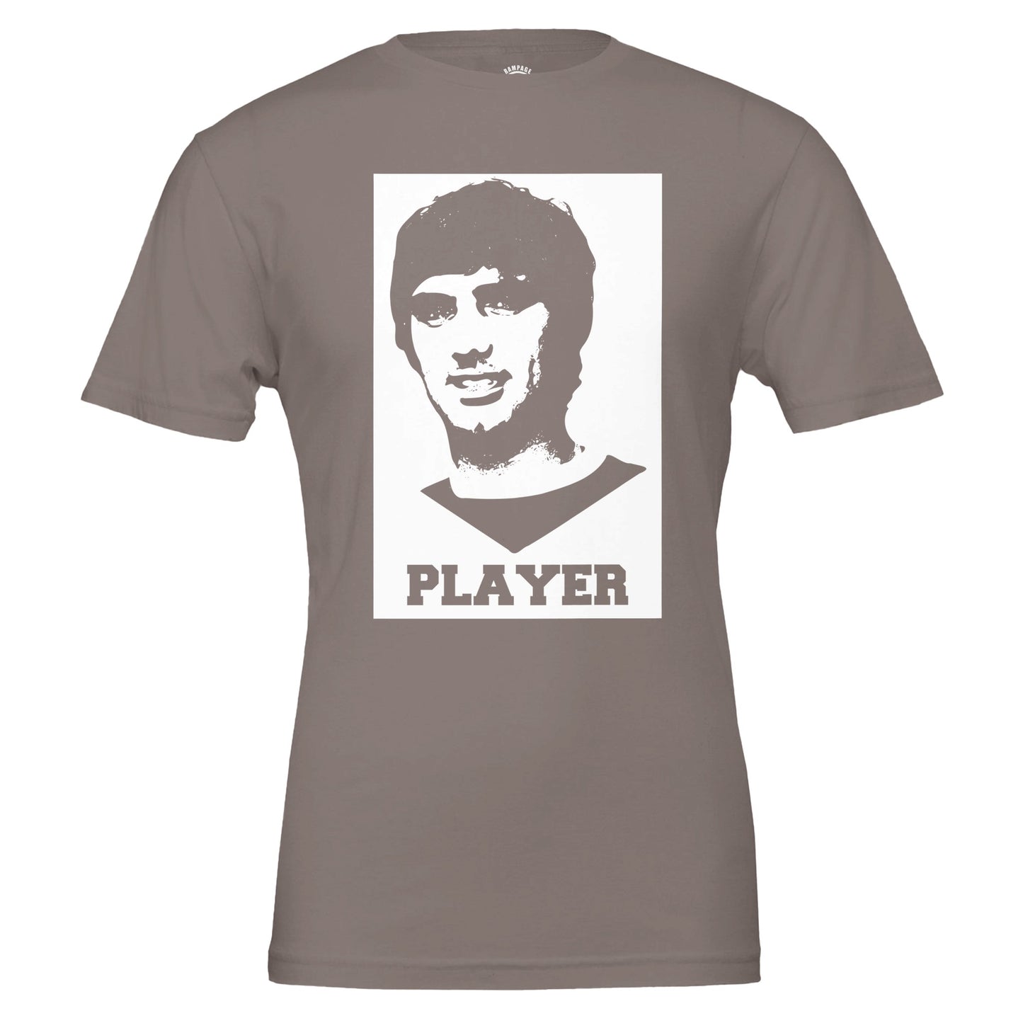 Player - George Best Premium Unisex Crewneck T-shirt - Rampage Design Studio