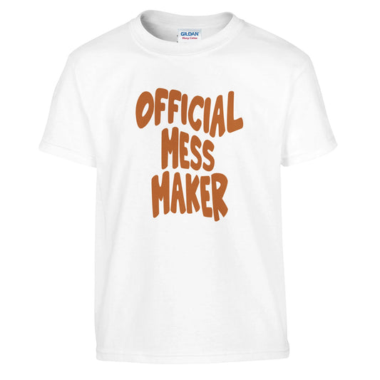 Children's 'Official Mess Maker' T-Shirt, Funny Kids Tee, Funny Gift For Kids, Funny Shirt Gift For Girl, Funny T-Shirt Gift For Boy , Gift for Messy Kids - Rampage Design Studio