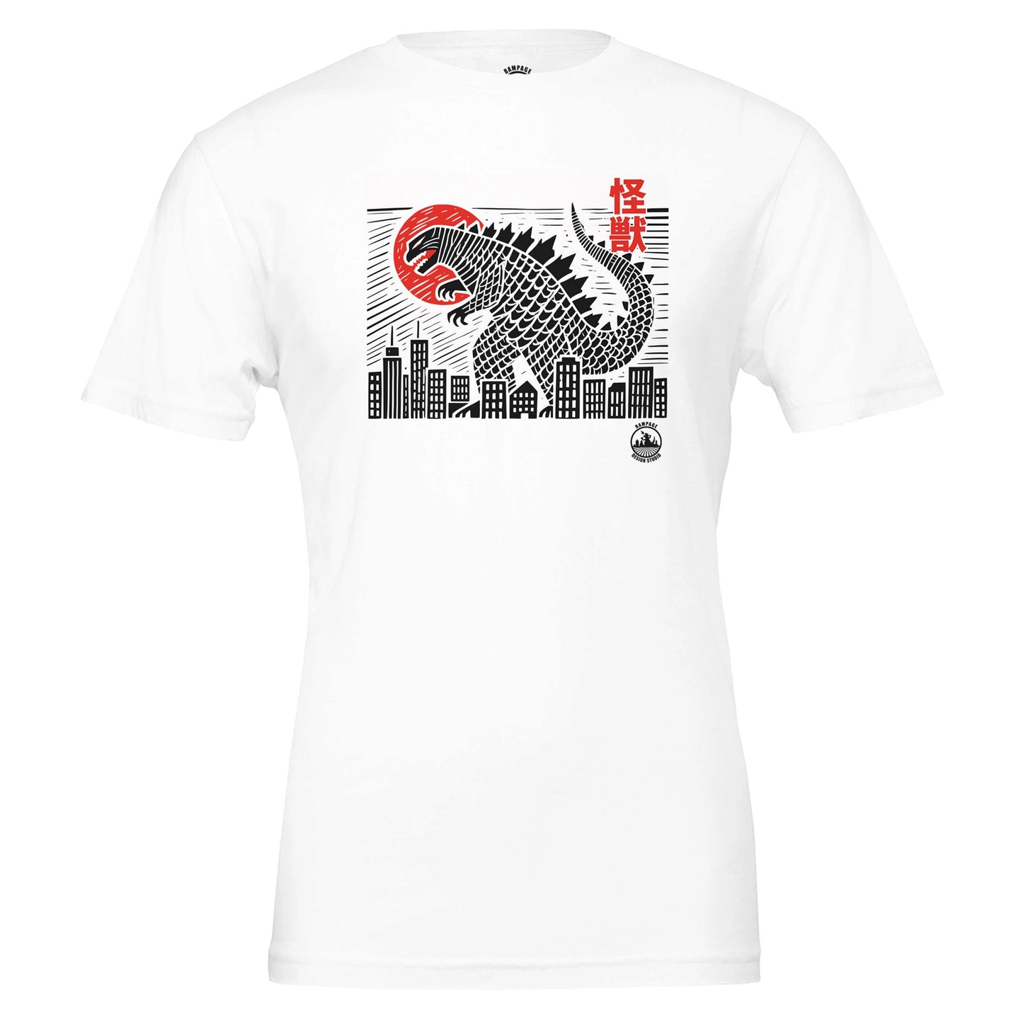 Japanese Style Kaiju Godzilla T-Shirt – Soft Cotton, DTG Print Ready, Unisex Fit - Rampage Design Studio