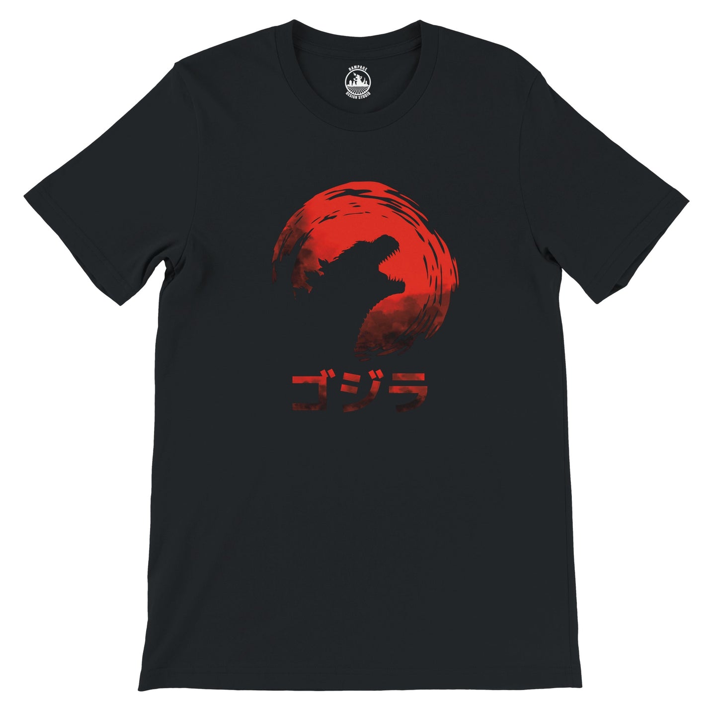 Dramatic Godzilla T-Shirt, Red Sun & Black Silhouette Design, Kaiju Tee, Gift for Geeks, Japanese Culture Design, Monster Shirt, Unisex Fit - Rampage Design Studio