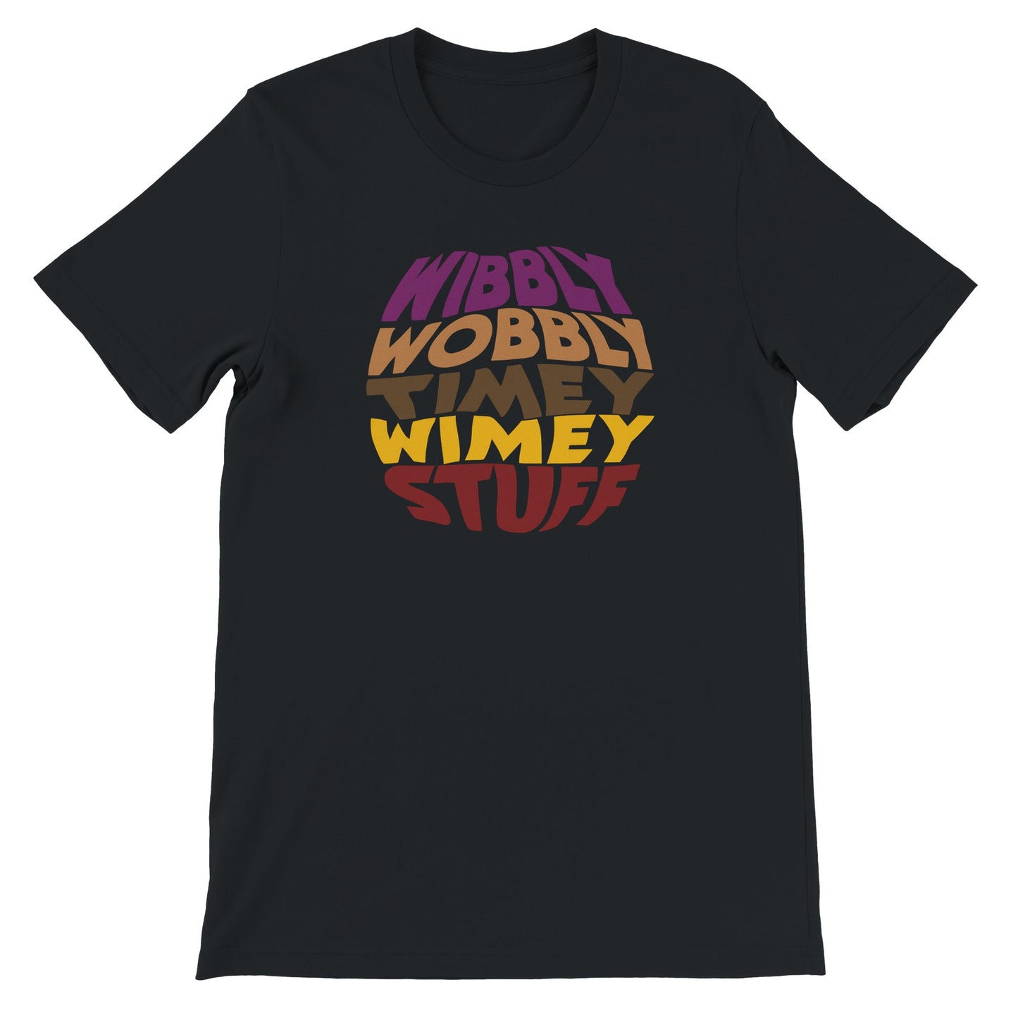 Doctor Who Quote T-Shirt - 'Wibbly Wobbly Timey Wimey Stuff' in Scarf Colors - Rampage Design Studio