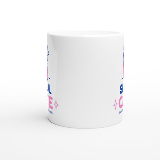 Sleepy Bear Mug - Seoul Cafe Design, Korean Cafe Theme, Cute Coffee Mug, 11oz Ceramic Coffee Cup - Dishwasher & Microwave Safe - Rampage Design Studio