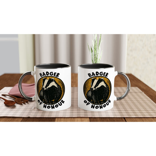 Badger Of Honour Mug - Woodland Animal Gift, Cottagecore Nature Mug, Illustrated Wildlife Cup, Badger Lover Present - Rampage Design Studio
