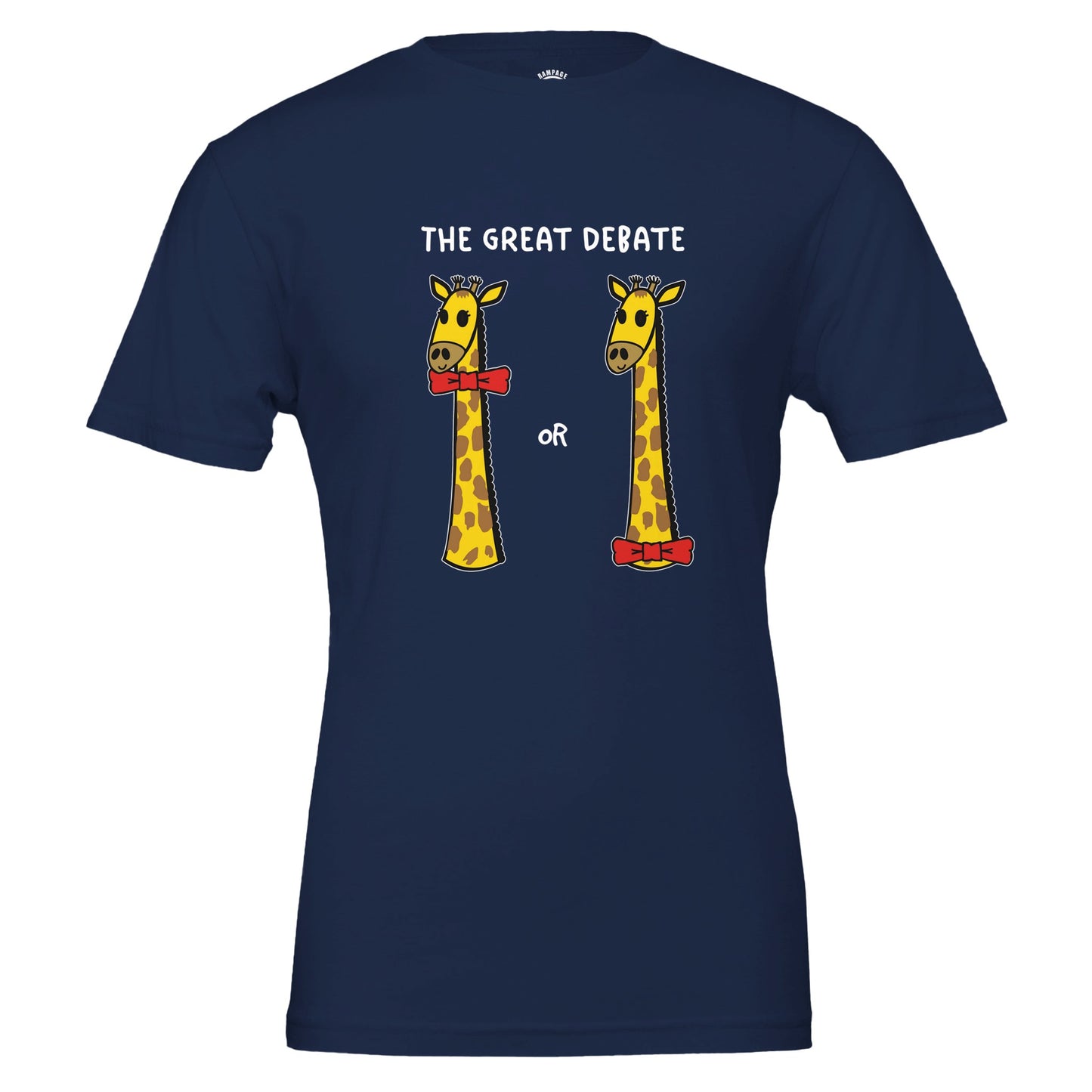 Funny Giraffe T-Shirt | The Great Debate - Rampage Design Studio