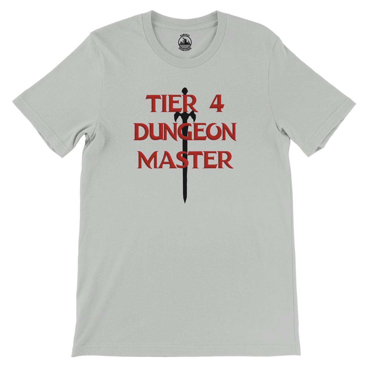 Tier 4 Dungeon Master T-Shirt, D&D Style Design, Vorpal Sword Silhouette, Dungeons and Dragons, RPG fan shirt, Geek Shirt - Rampage Design Studio