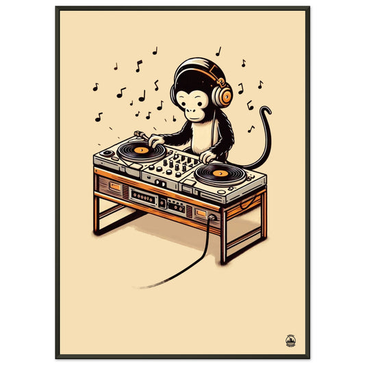 Monkey DJ Premium Matte Paper Metal Framed Poster - Rampage Design Studio