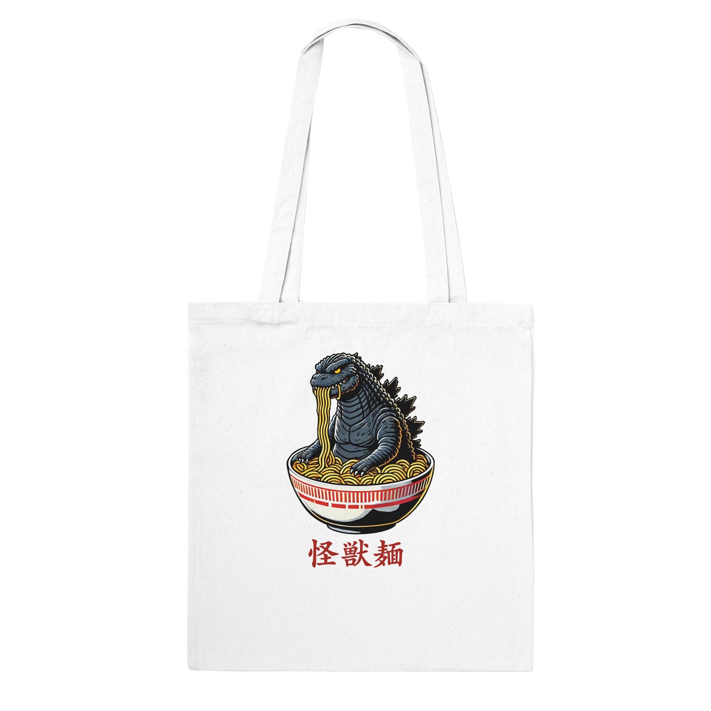 Kaiju Ramen Tote Bag, pop culture bag, Godzilla Tote Bag, Japanese Design Tote, Eco-Friendly, Cartoon Monster Design, 100% Cotton - Rampage Design Studio