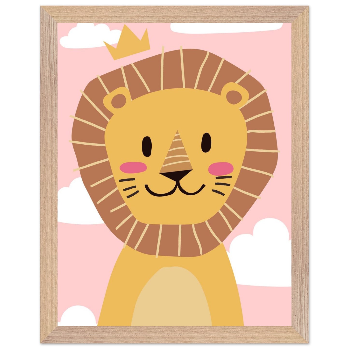 Personalised Childrens Wall Art Cute Cartoon Lion Framed Poster - Rampage Design Studio
