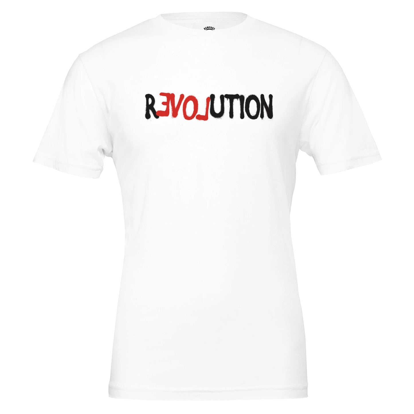 Revolution T-Shirt – Be the Change - Graffiti Style Design with LOVE in Red Letters - Rampage Design Studio