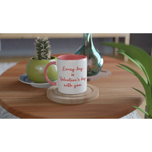 Everyday is Valentine's Day Mug – Ceramic 11oz with Watercolor Heart Design - Rampage Design Studio