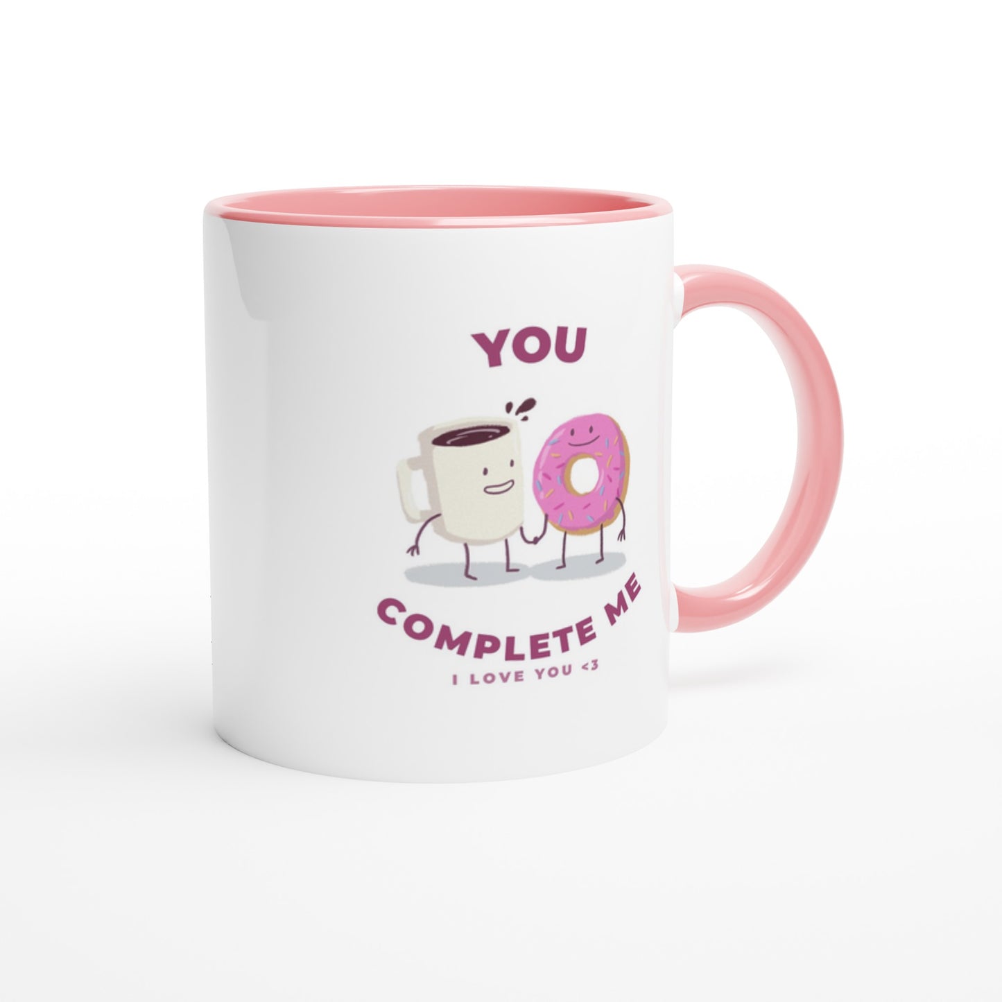 Adorable Couple Mug, Valentines mug, coffee and doughnut gift, Valentines day gift - Rampage Design Studio