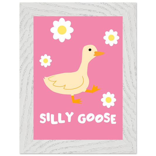 Silly Goose Wall Art – Cute Goose Print – Funny Animal Poster – Whimsical Nursery Decor – Pink Goose Illustration – Playful Gift Idea - Rampage Design Studio