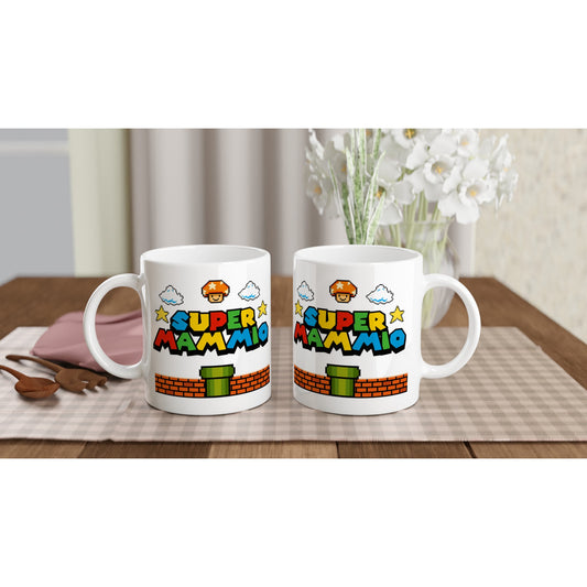 Super Mammio Retro Gaming Mug, Mothers Day Gift, Super Mario, 11oz Ceramic, Dishwasher & Microwave Safe, Perfect for Gaming Moms - Rampage Design Studio