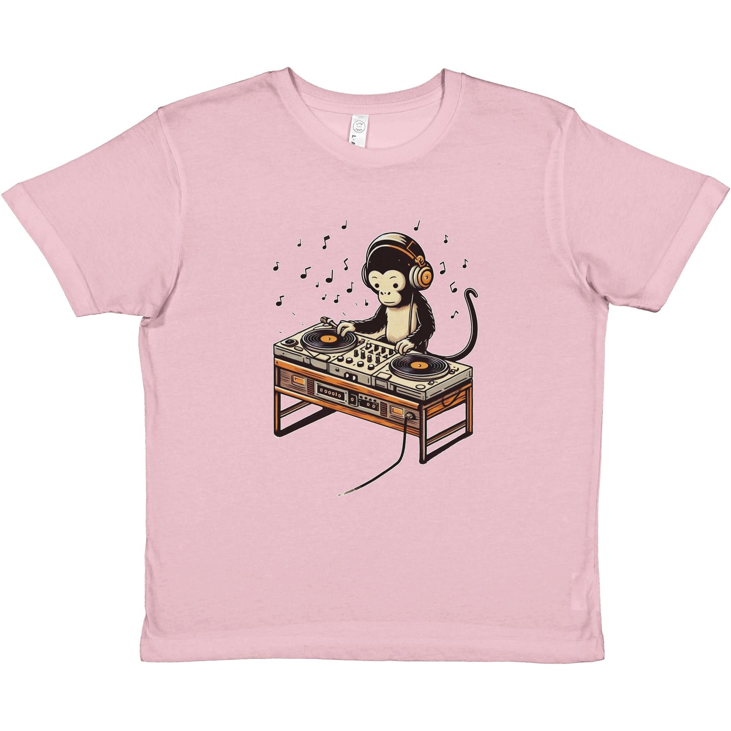 Cool Monkey DJ Kids Crewneck T-Shirt – Fun & Playful Design for Young Music Lovers - Rampage Design Studio