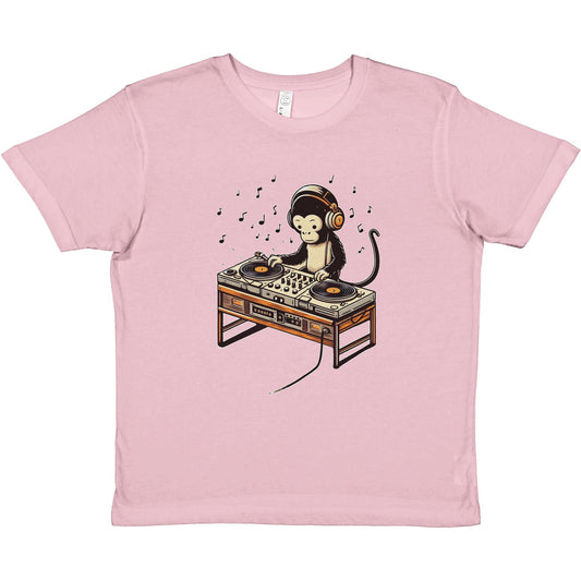 Cool Monkey DJ Kids Crewneck T-Shirt – Fun & Playful Design for Young Music Lovers - Rampage Design Studio