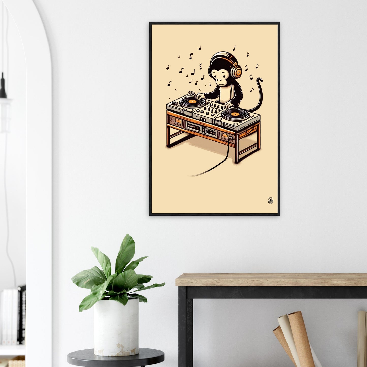 Monkey DJ Premium Matte Paper Wooden Framed Poster - Rampage Design Studio
