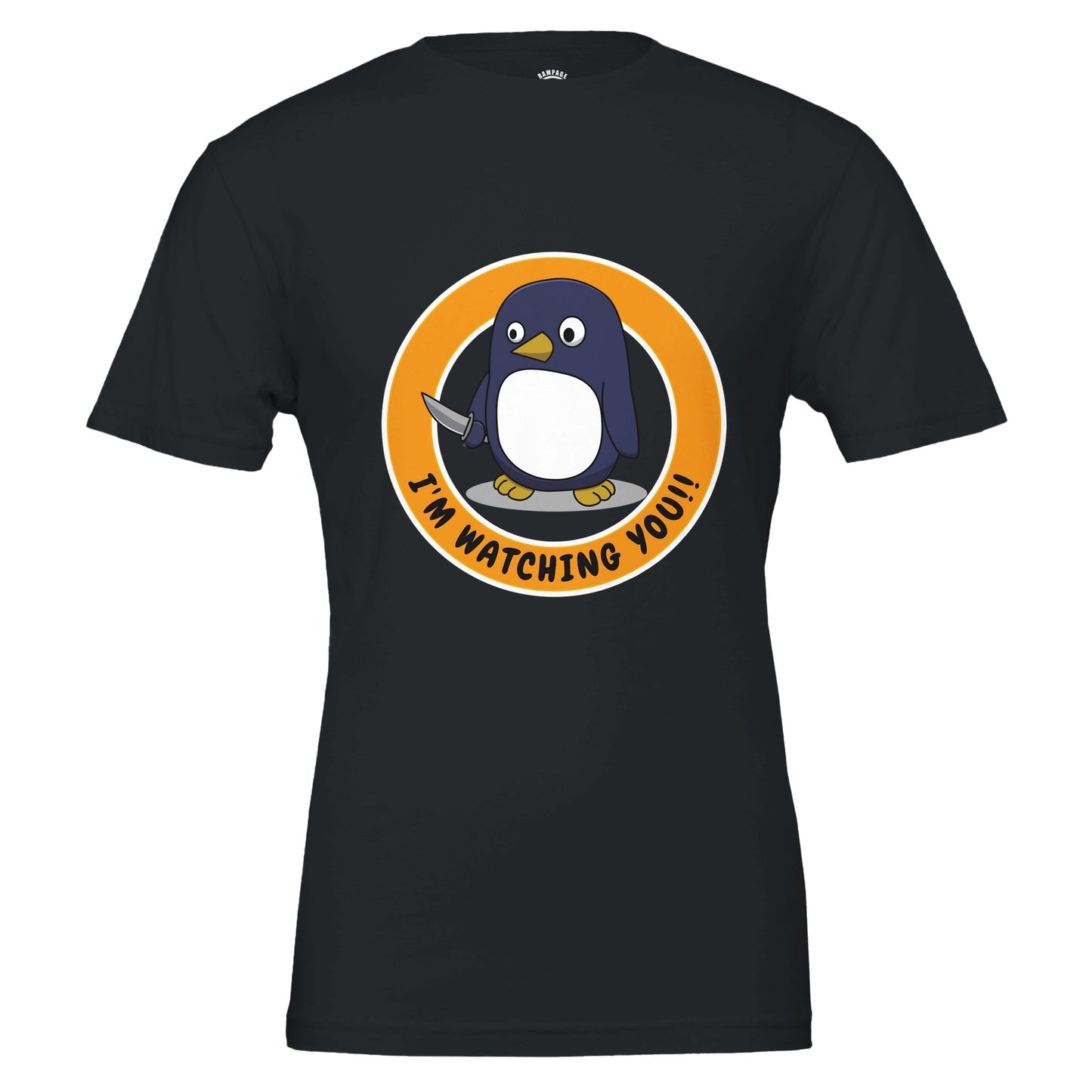 Sinister Penguin T-Shirt – I'm Watching You! – Unisex Soft Cotton Tee - Rampage Design Studio