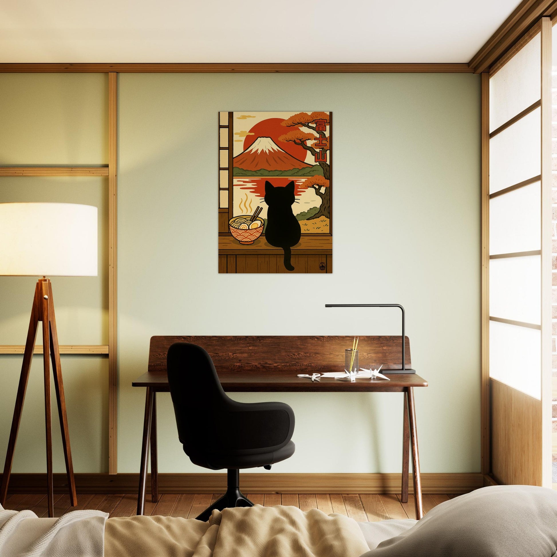 Japanese Wall Art Matt Poster- Mount Fuji Cat Poster - Ramen and Red Sun Artwork - Japanese Home Decor Gift - Rampage Design Studio