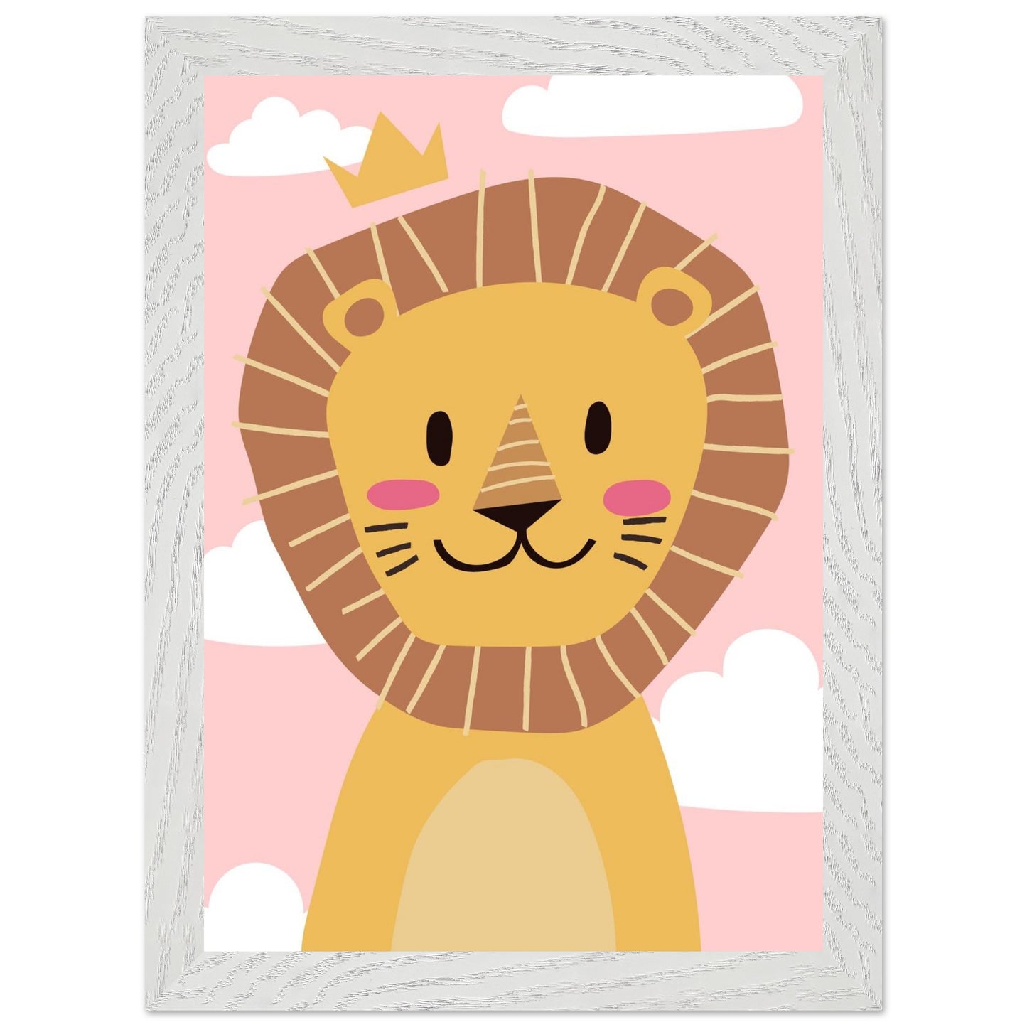Personalised Childrens Wall Art Cute Cartoon Lion Framed Poster - Rampage Design Studio
