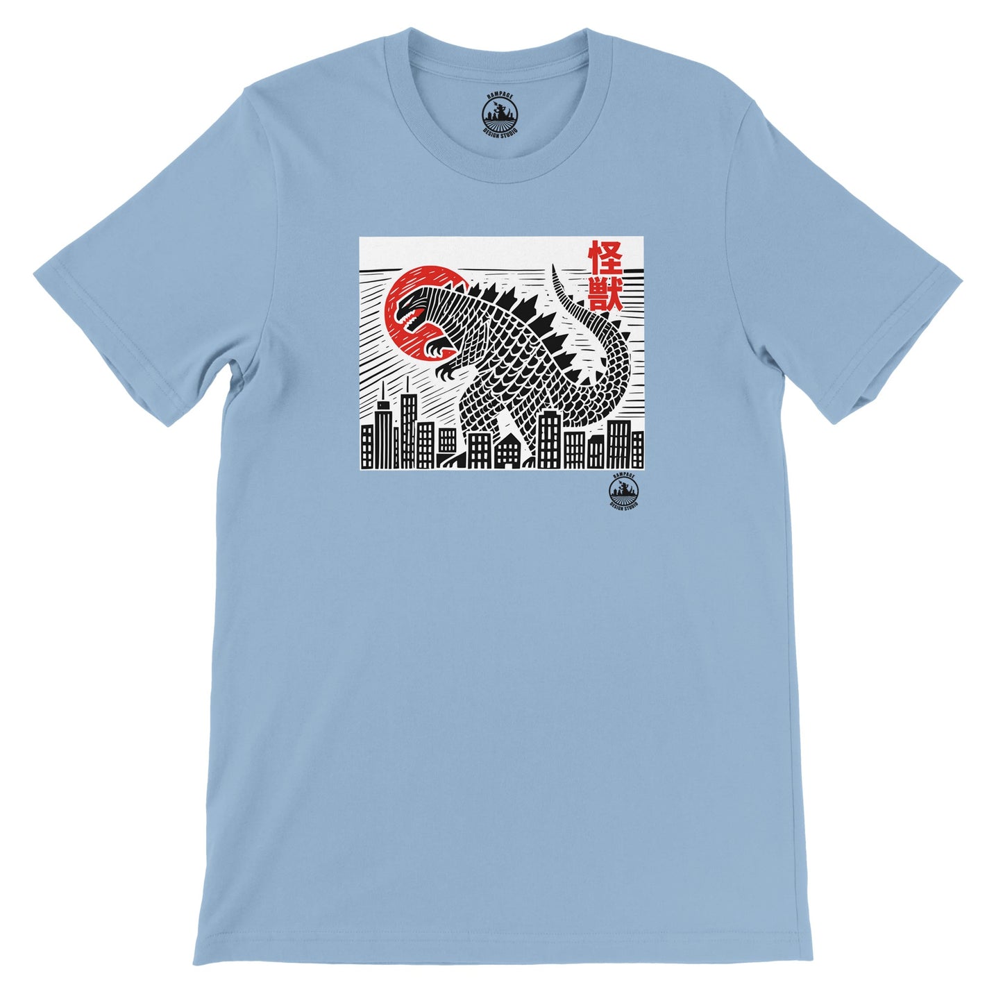 Japanese Style Kaiju Godzilla T-Shirt – Soft Cotton, DTG Print Ready, Unisex Fit - Rampage Design Studio