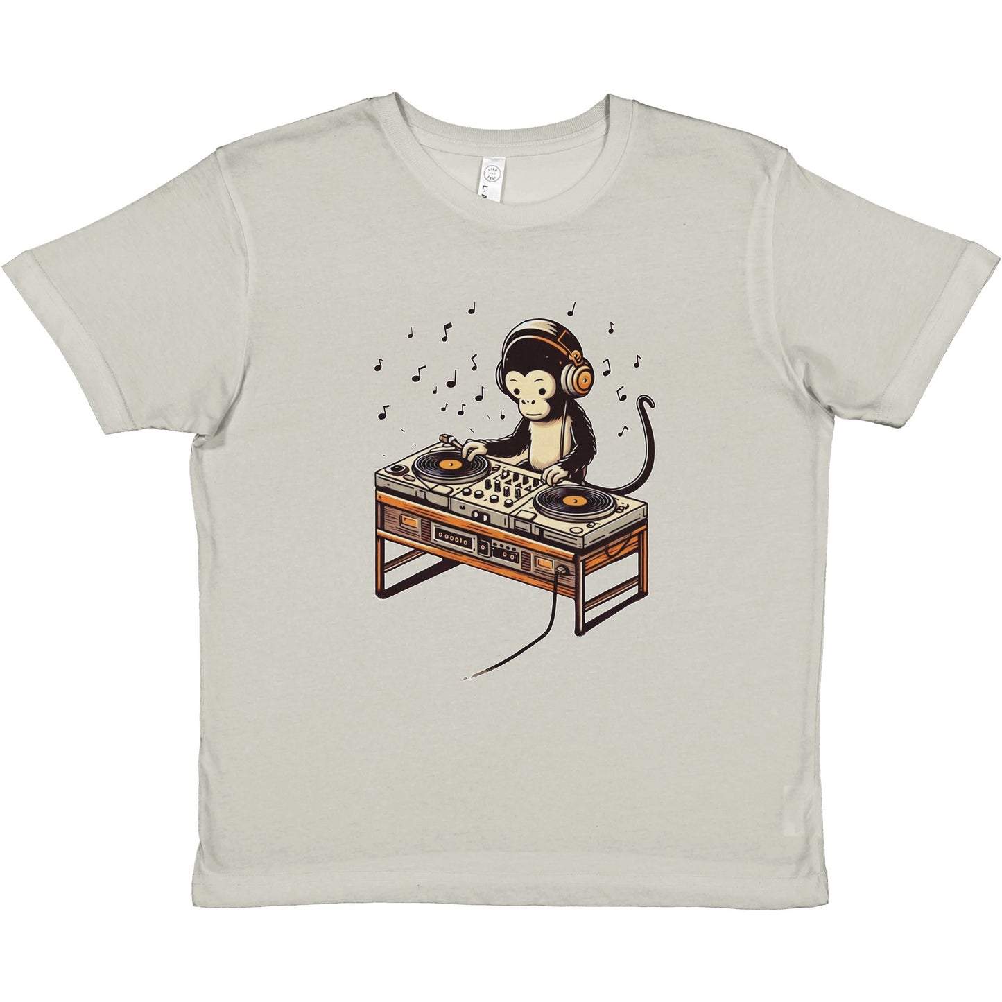 Cool Monkey DJ Kids Crewneck T-Shirt – Fun & Playful Design for Young Music Lovers - Rampage Design Studio