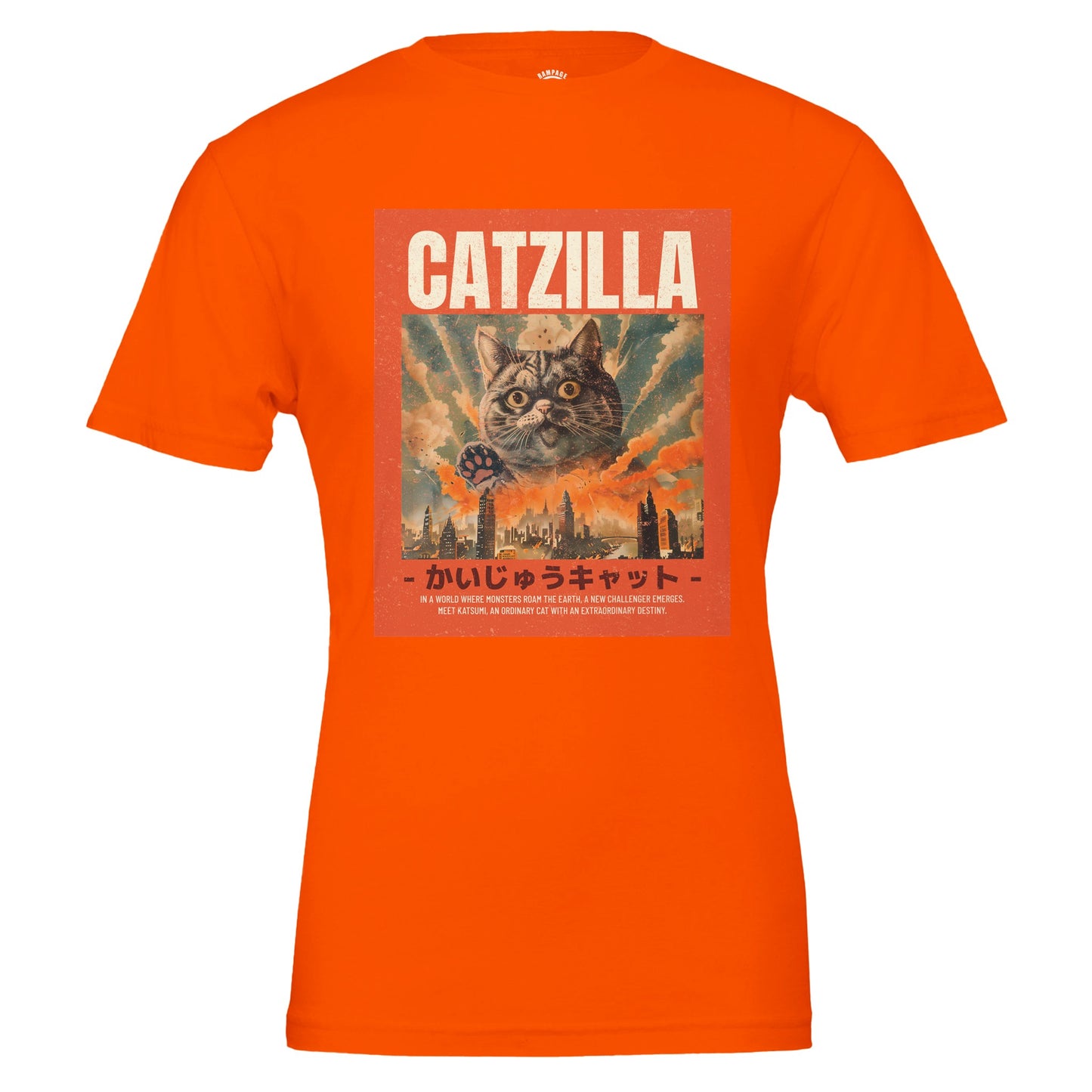 CATZILLA T-Shirt – Classic Kaiju Inspired Design, Soft & Eco-Friendly Cotton - Rampage Design Studio