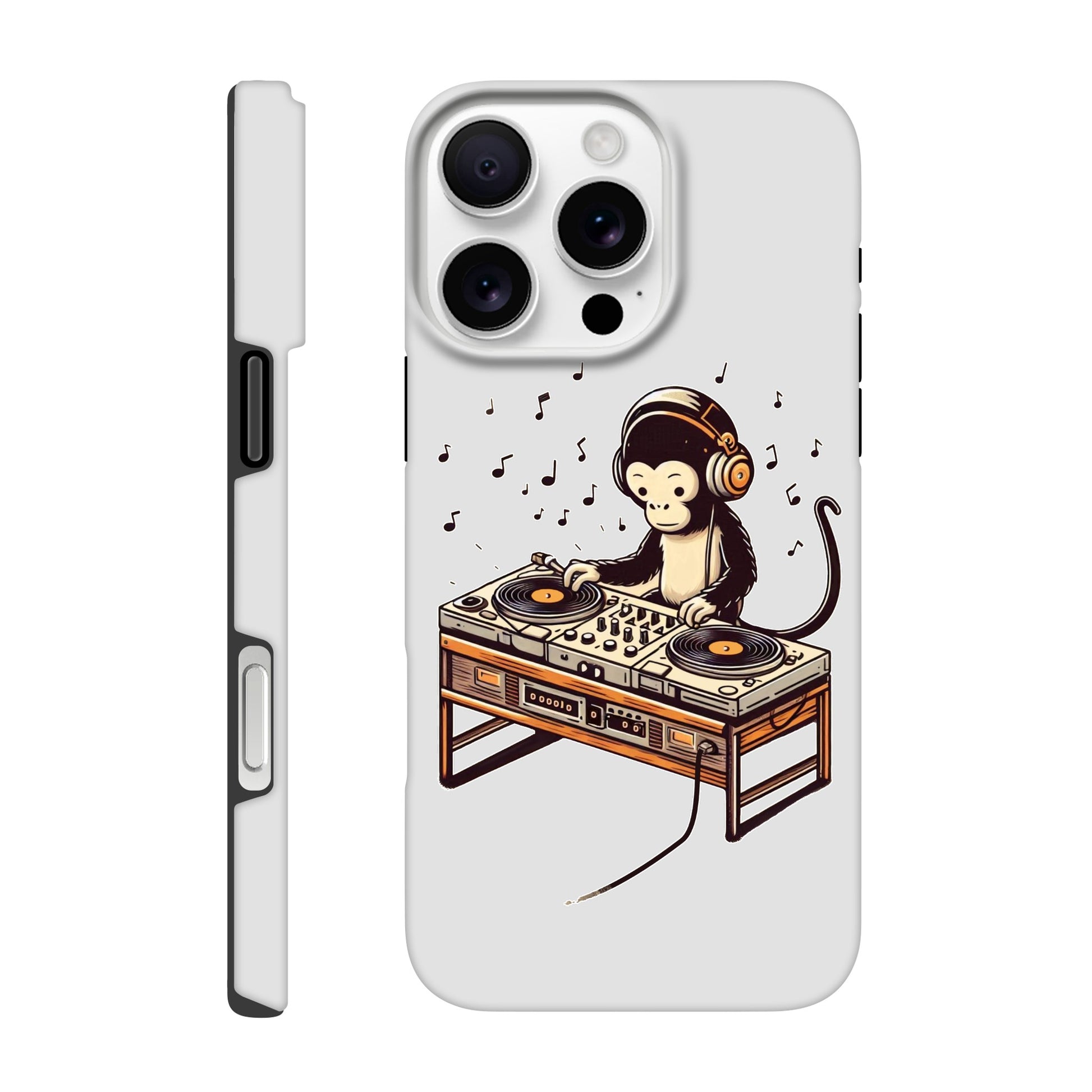Monkey DJ iPhone Case, Monkey phone case, Durable Dual-Layer, tough iphone case, Glossy Finish, Fun Design - Rampage Design Studio