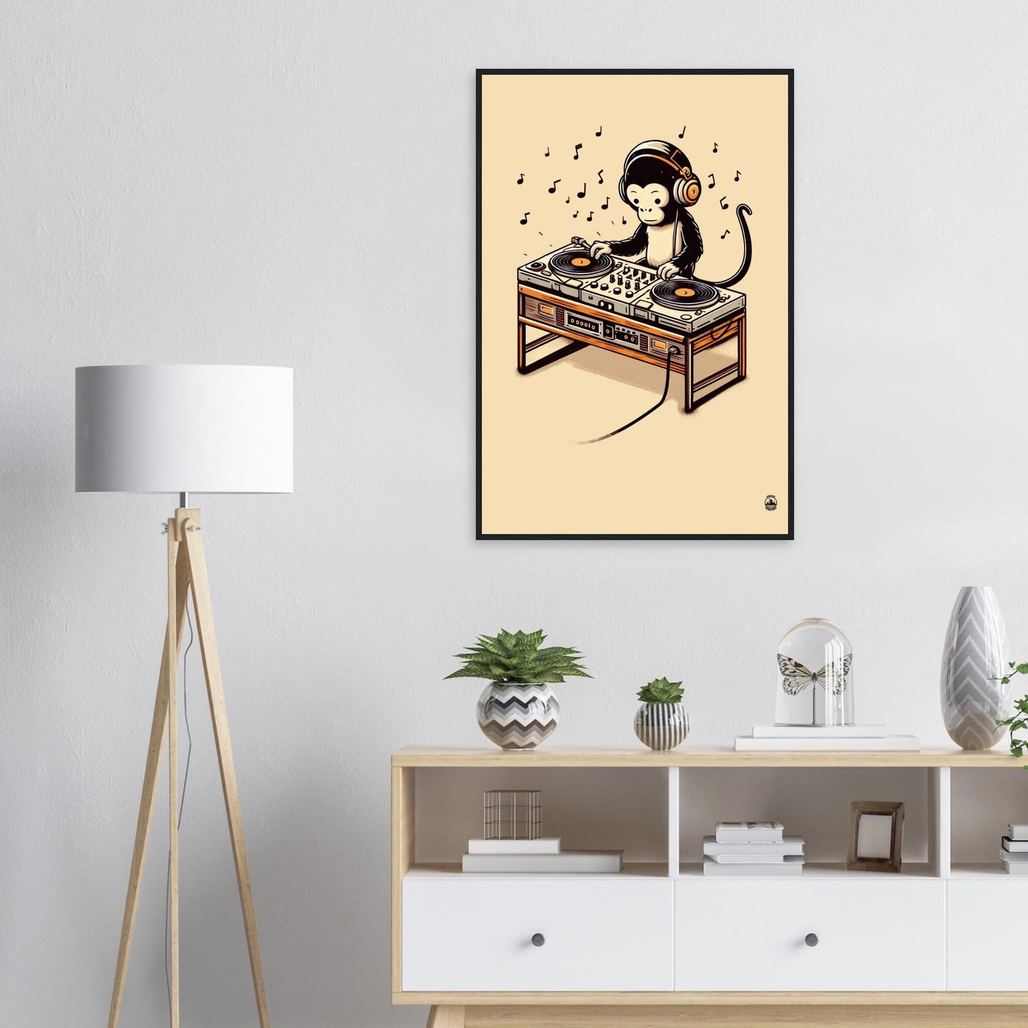 Monkey DJ Premium Matte Paper Wooden Framed Poster - Rampage Design Studio