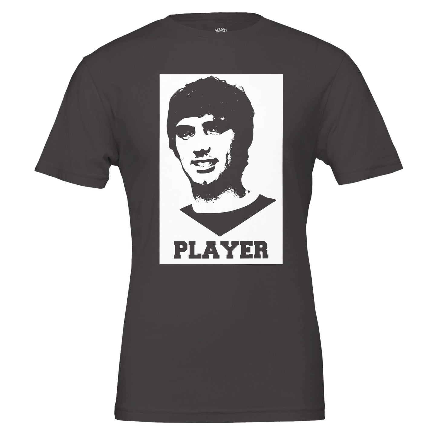Player - George Best Premium Unisex Crewneck T-shirt - Rampage Design Studio