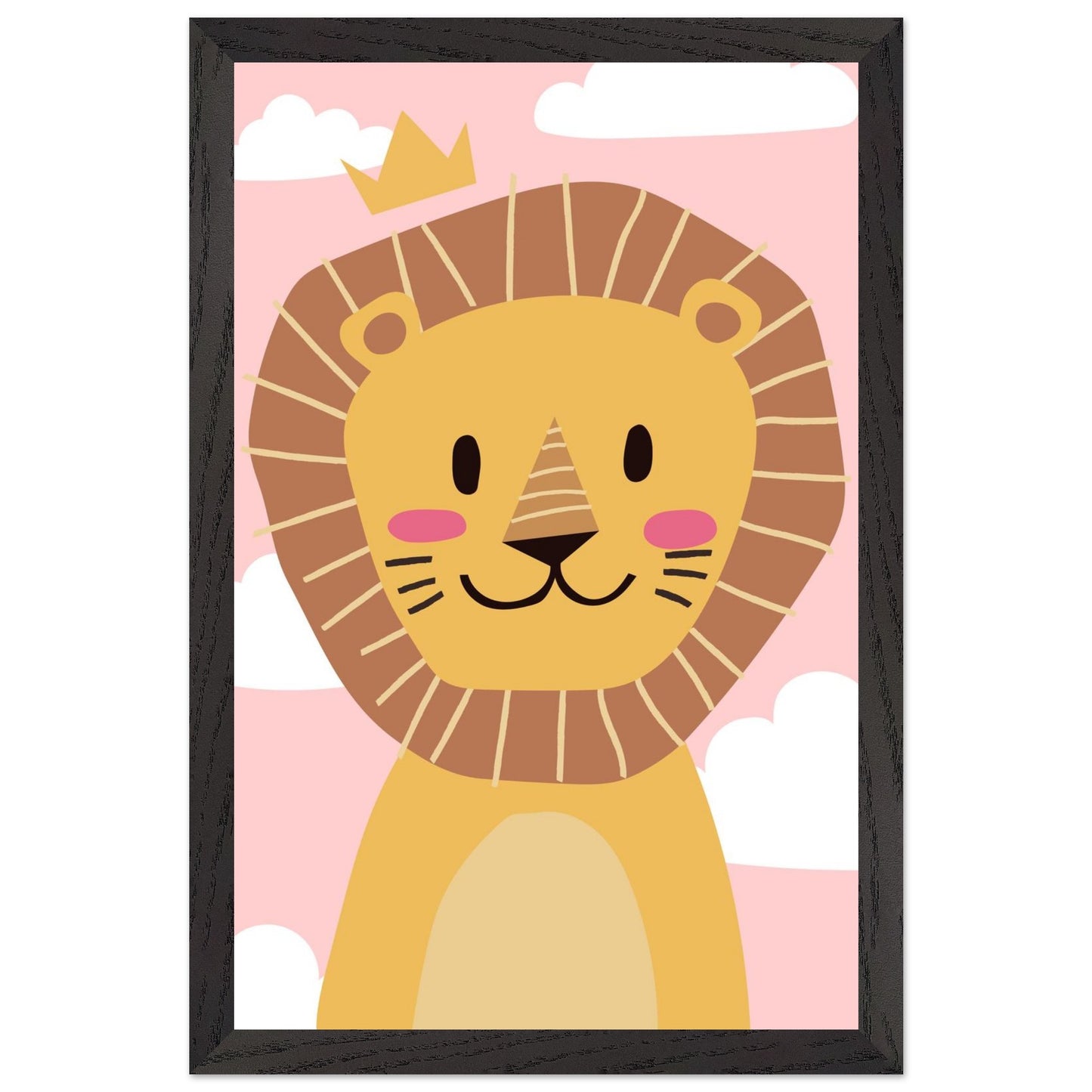 Personalised Childrens Wall Art Cute Cartoon Lion Framed Poster - Rampage Design Studio