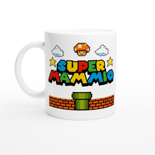 Super Mammio Retro Gaming Mug, Mothers Day Gift, Super Mario, 11oz Ceramic, Dishwasher & Microwave Safe, Perfect for Gaming Moms - Rampage Design Studio