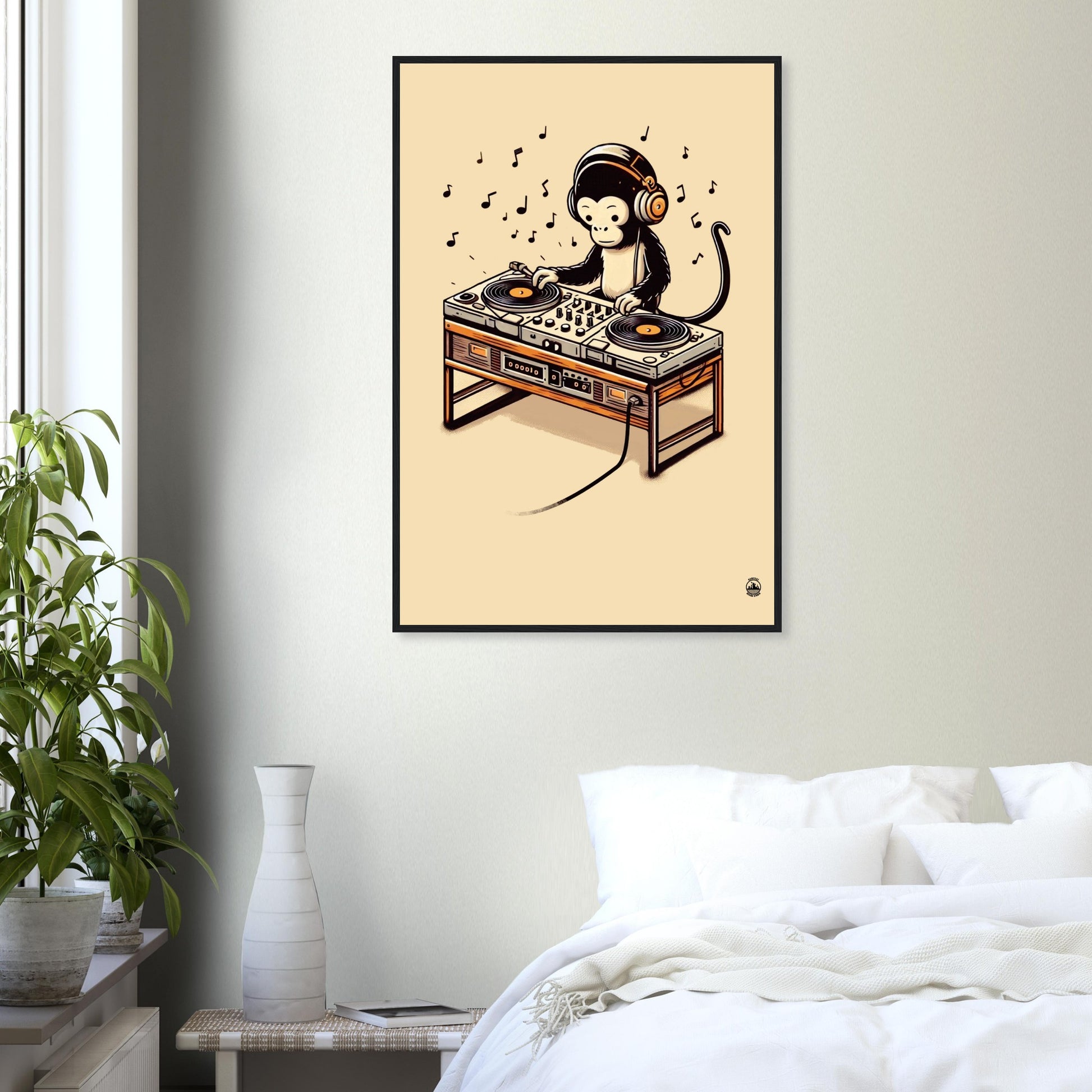 Monkey DJ Premium Matte Paper Wooden Framed Poster - Rampage Design Studio
