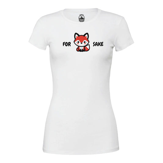 Cute Fox T-Shirt – Womens 'For Fox Sake' Graphic Tee, 100% Cotton, Comfortable Fit - Rampage Design Studio