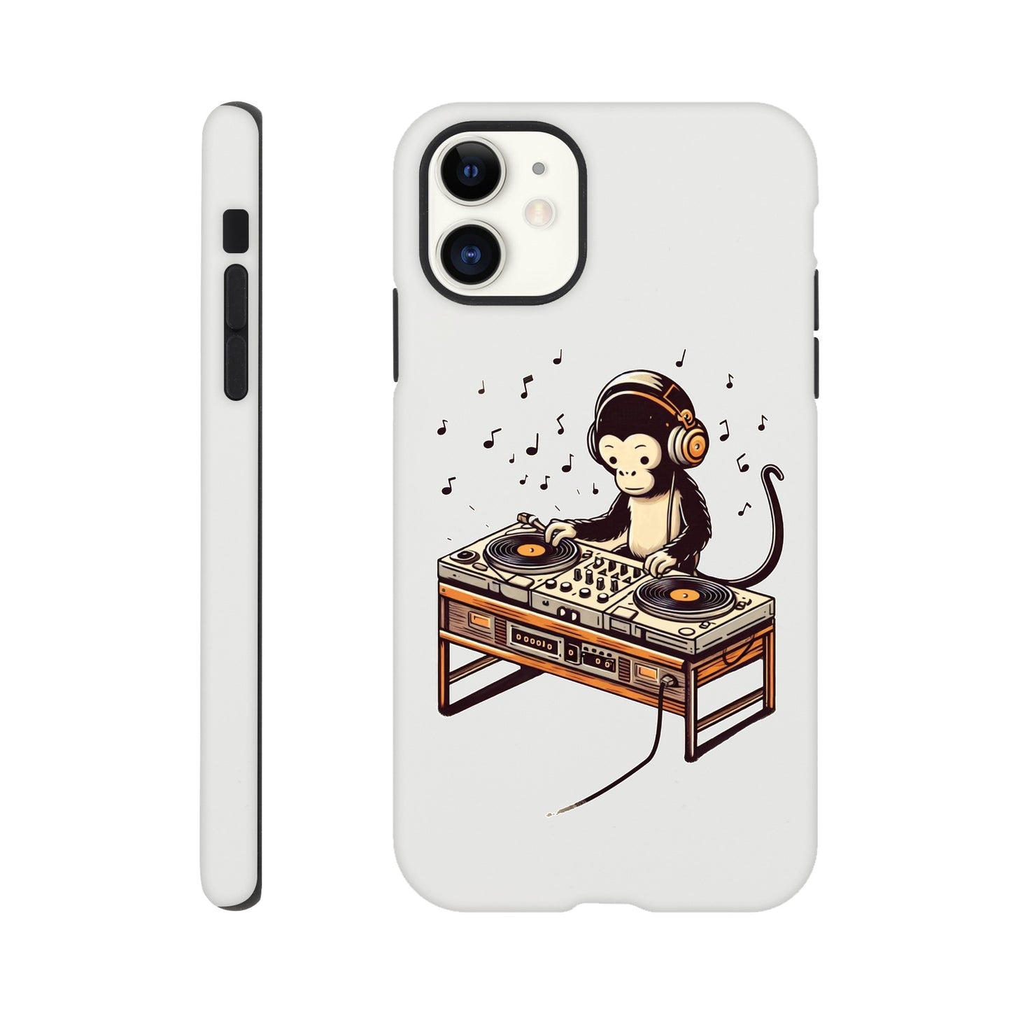 Monkey DJ iPhone Case, Monkey phone case, Durable Dual-Layer, tough iphone case, Glossy Finish, Fun Design - Rampage Design Studio