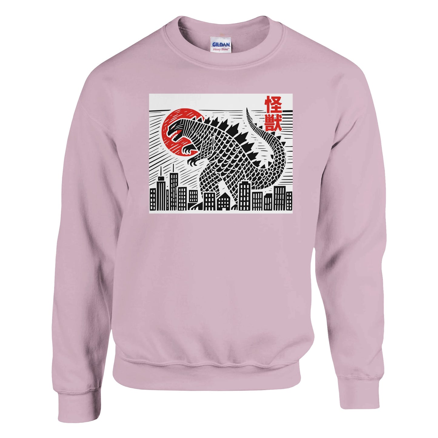 Godzilla Sweatshirt: Japanese Kaiju Monster Tee, Ink Block Print - Rampage Design Studio