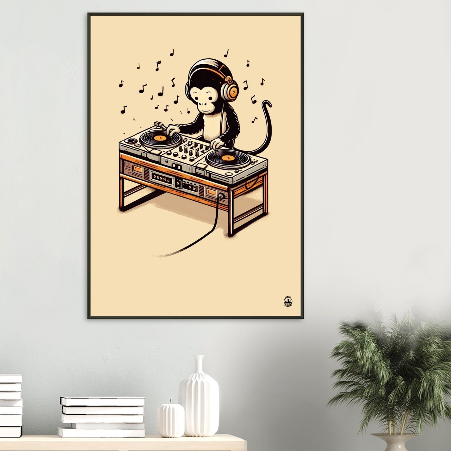 Monkey DJ Premium Matte Paper Metal Framed Poster - Rampage Design Studio
