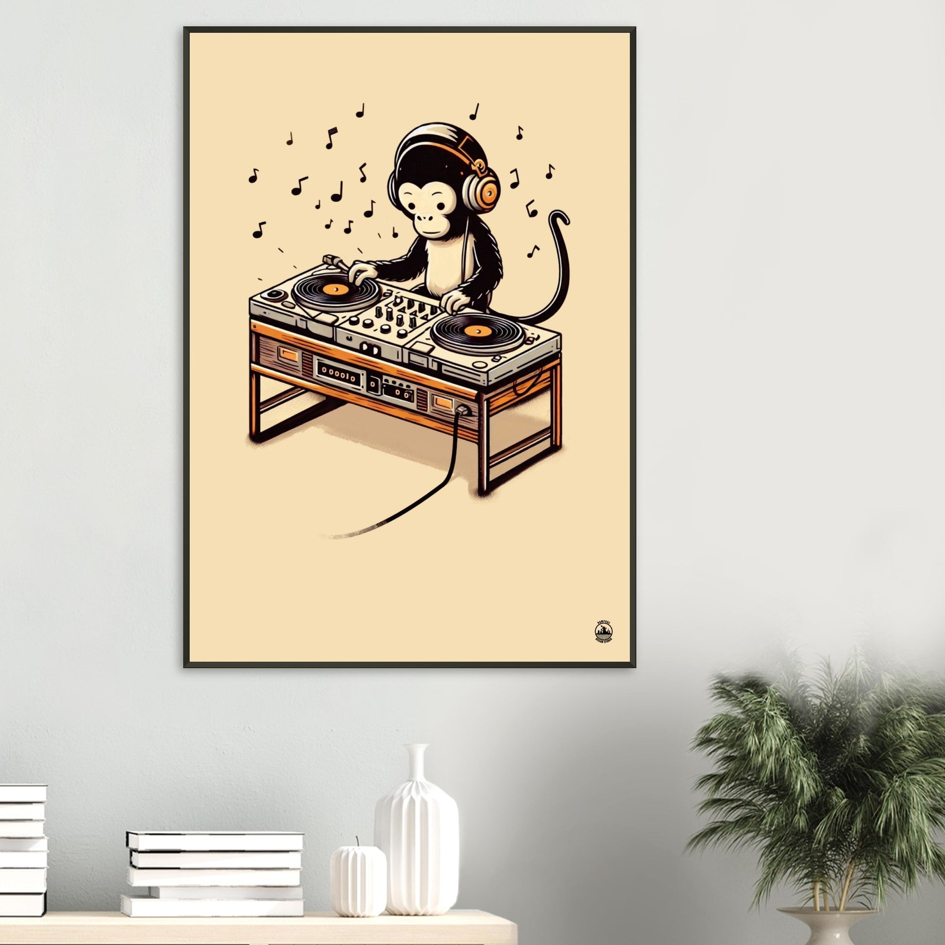 Monkey DJ Premium Matte Paper Metal Framed Poster - Rampage Design Studio