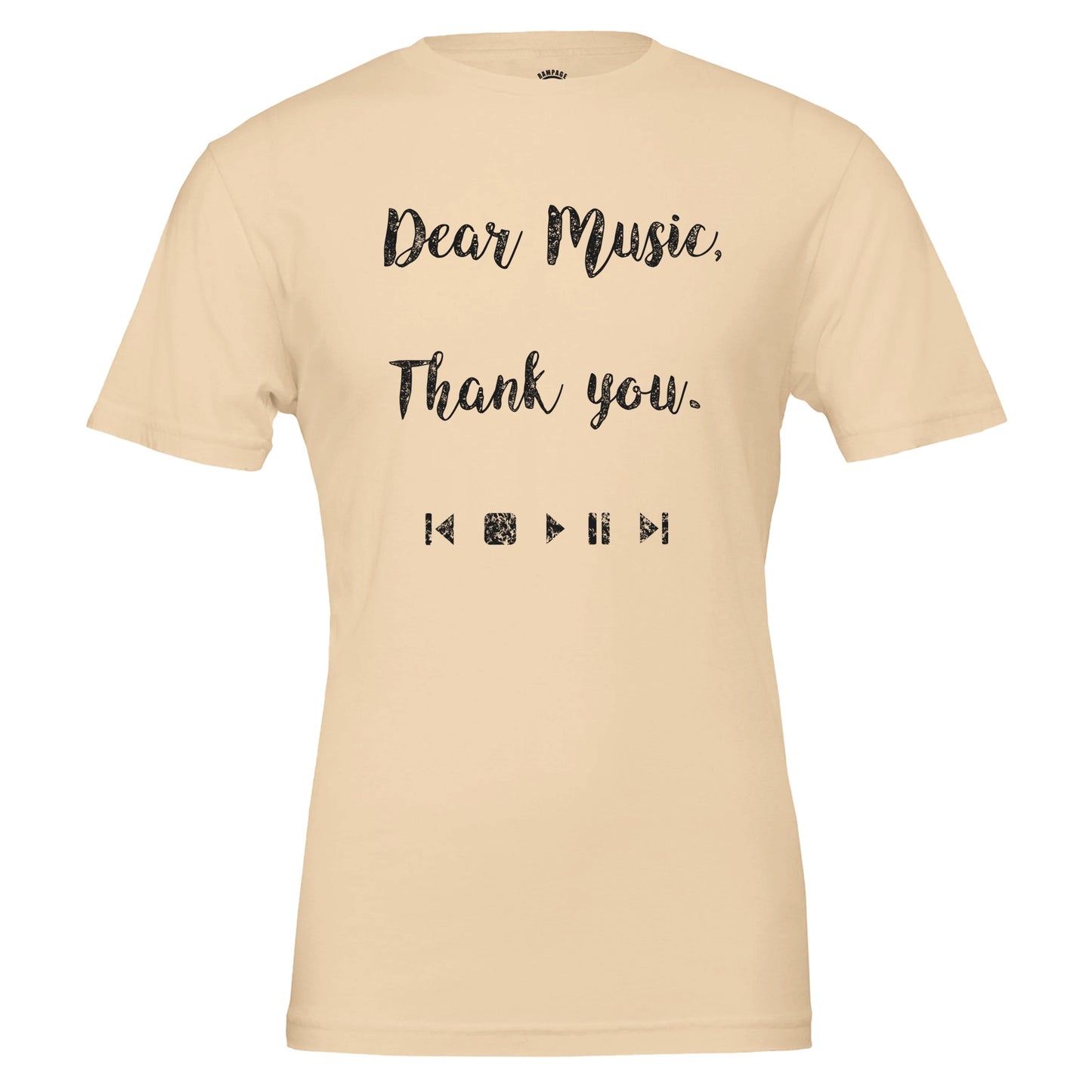 Dear Music, Thank You T-Shirt, Music Lovers Tee, Message for music, Soft Cotton, DTG Ready, Unisex Fit - Rampage Design Studio