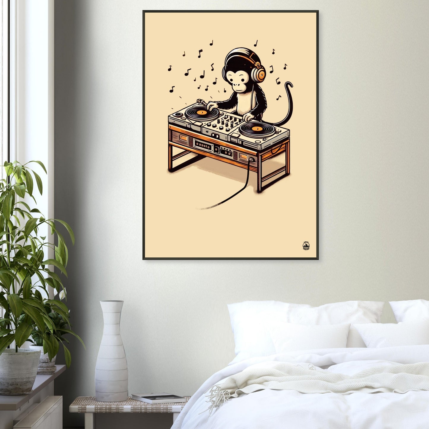 Monkey DJ Premium Matte Paper Metal Framed Poster - Rampage Design Studio