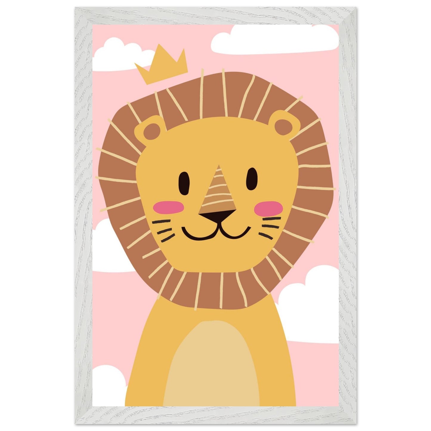Personalised Childrens Wall Art Cute Cartoon Lion Framed Poster - Rampage Design Studio