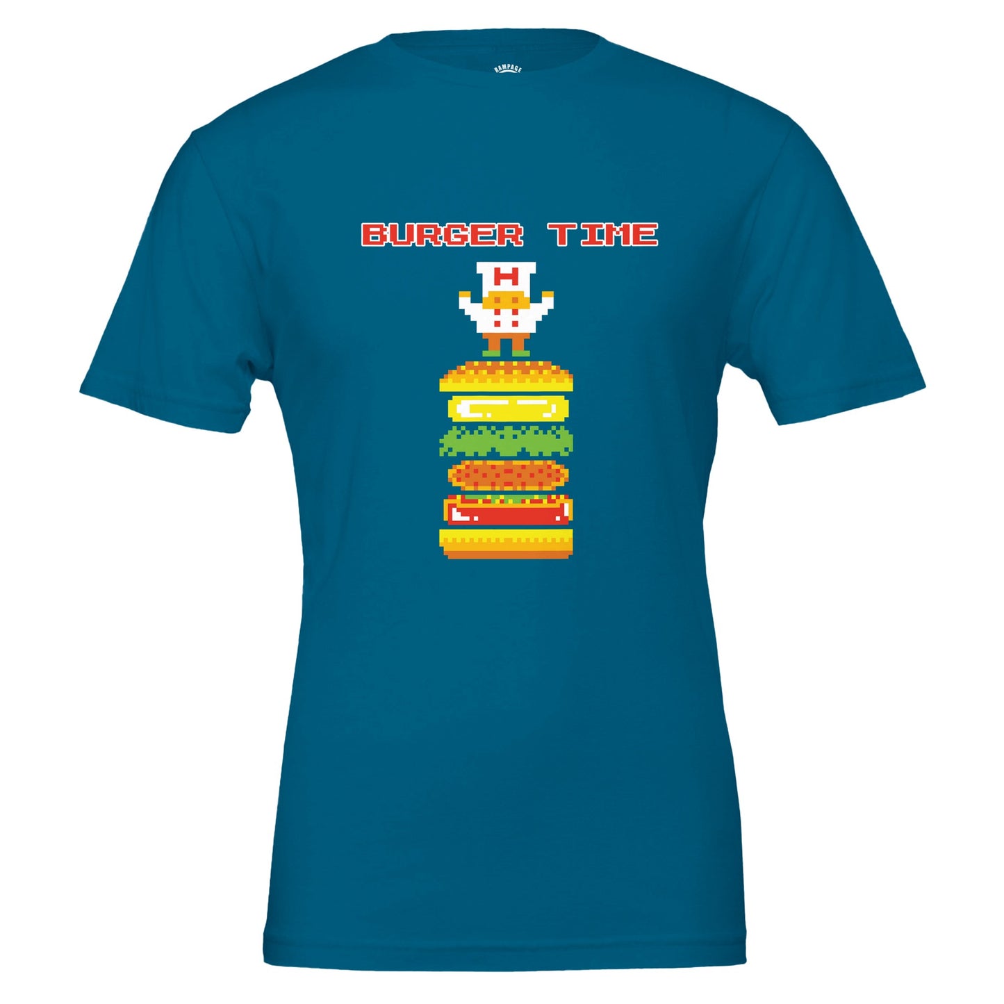 Retro Burger Time Unisex Crewneck T-shirt | Soft & Stylish Vintage Tee - Rampage Design Studio