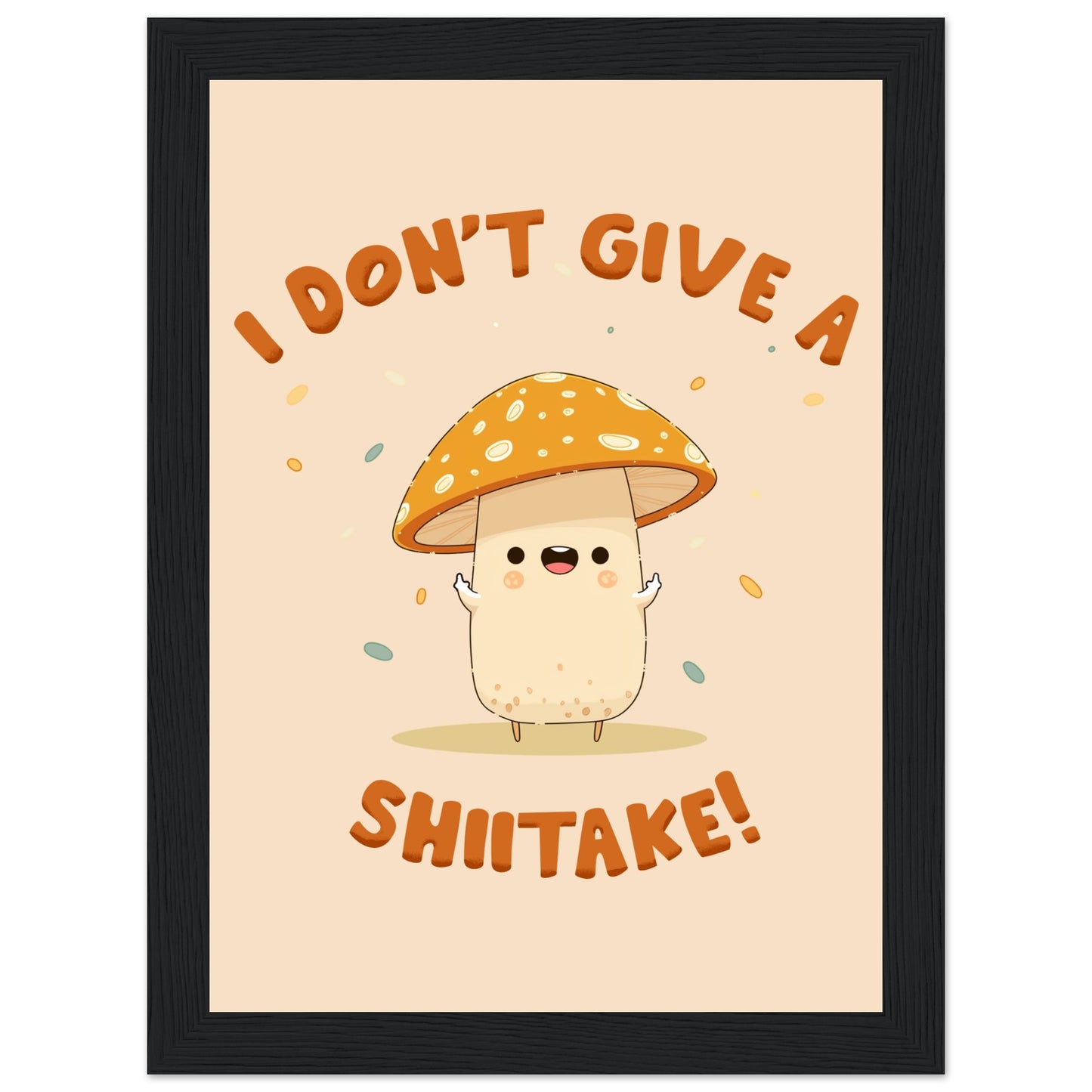 Sassy Shiitake Mushroom Framed Poster – Whimsical Wall Art for Daily Motivation - Rampage Design Studio