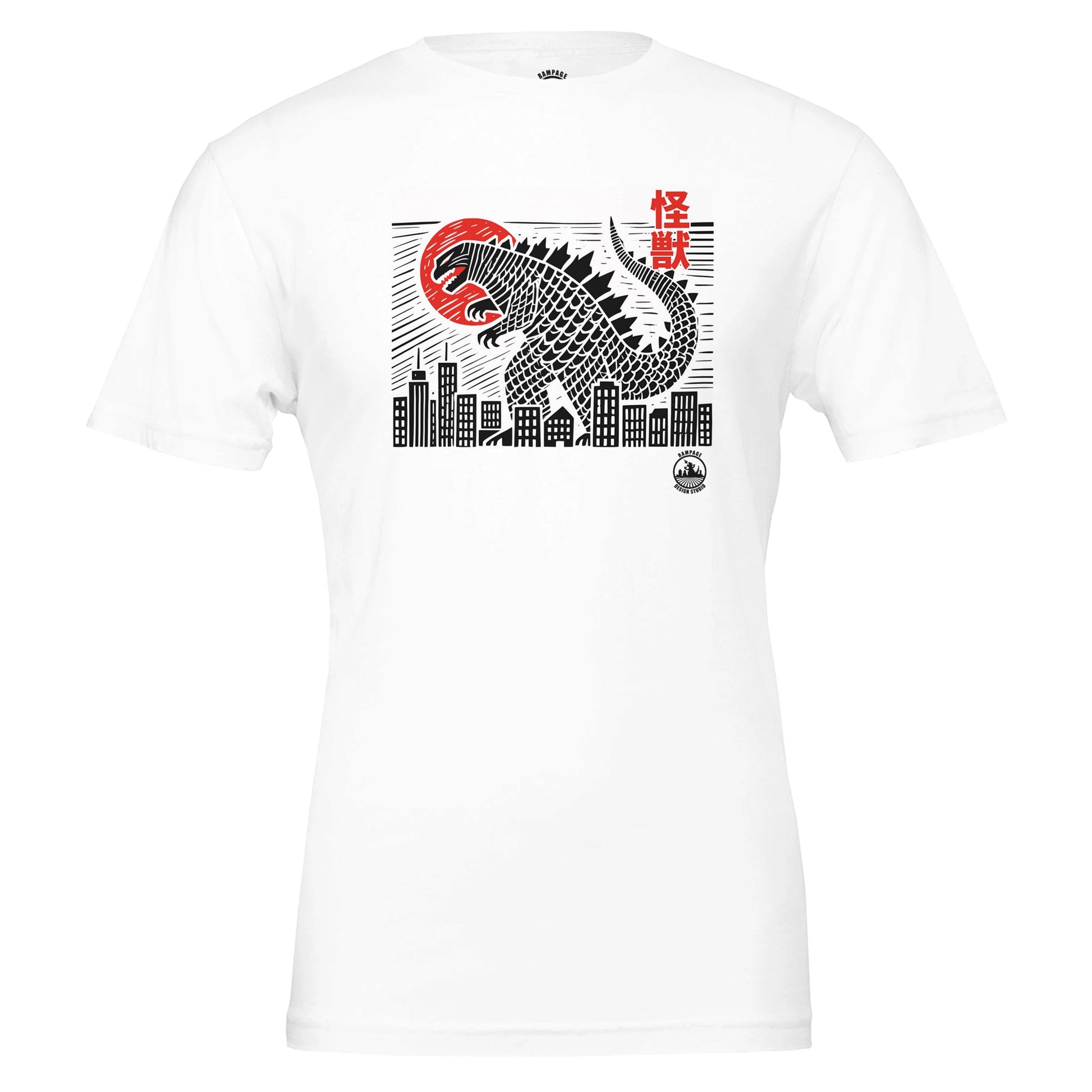 Japanese Style Kaiju Godzilla T-Shirt – Soft Cotton, DTG Print Ready, Unisex Fit - Rampage Design Studio