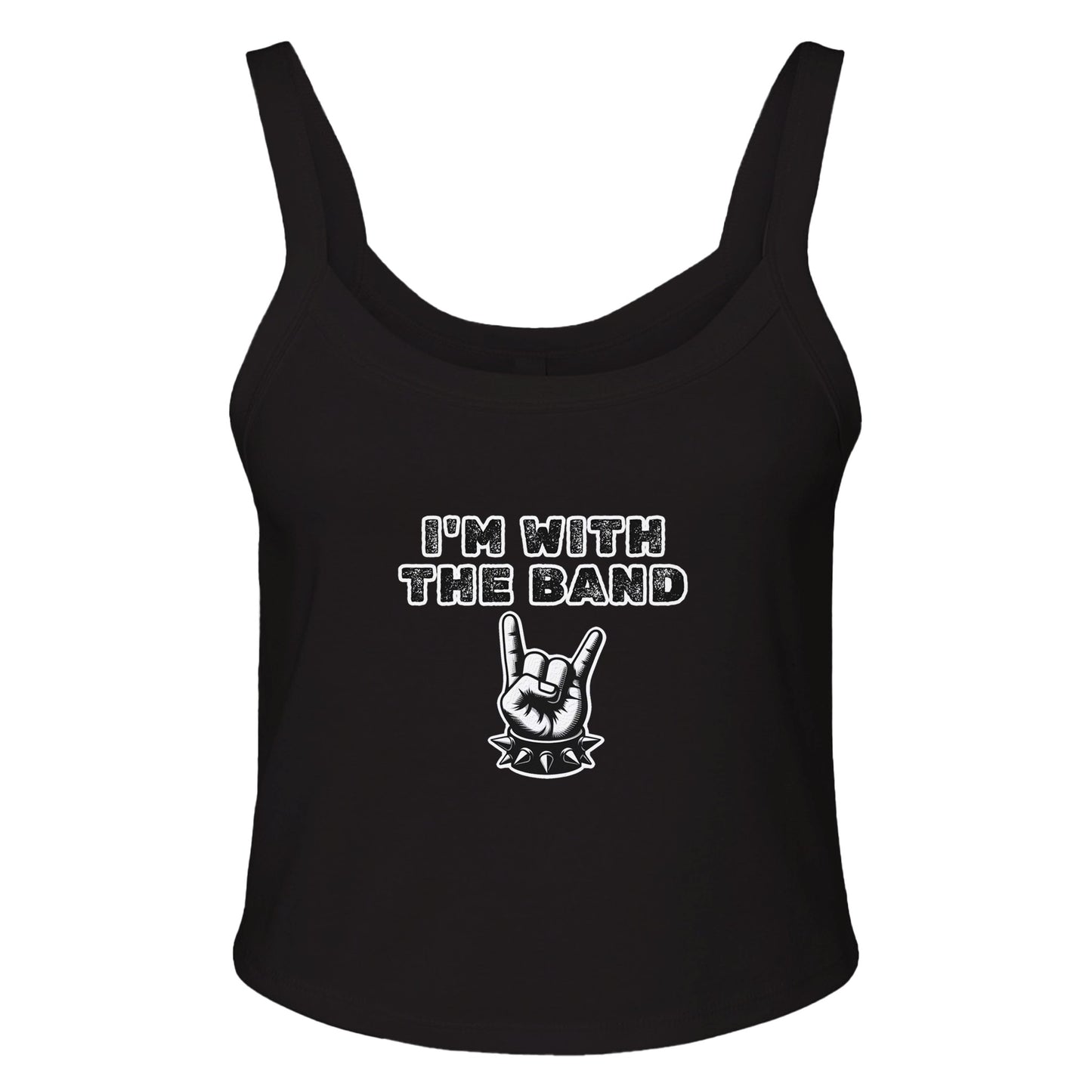 I'm With The Band Devil Hand Graphic Tank | Women's Micro Ribbed Scoop Neck Tee - Rampage Design Studio