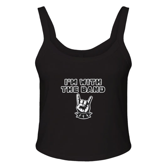 I'm With The Band Devil Hand Graphic Tank | Women's Micro Ribbed Scoop Neck Tee - Rampage Design Studio