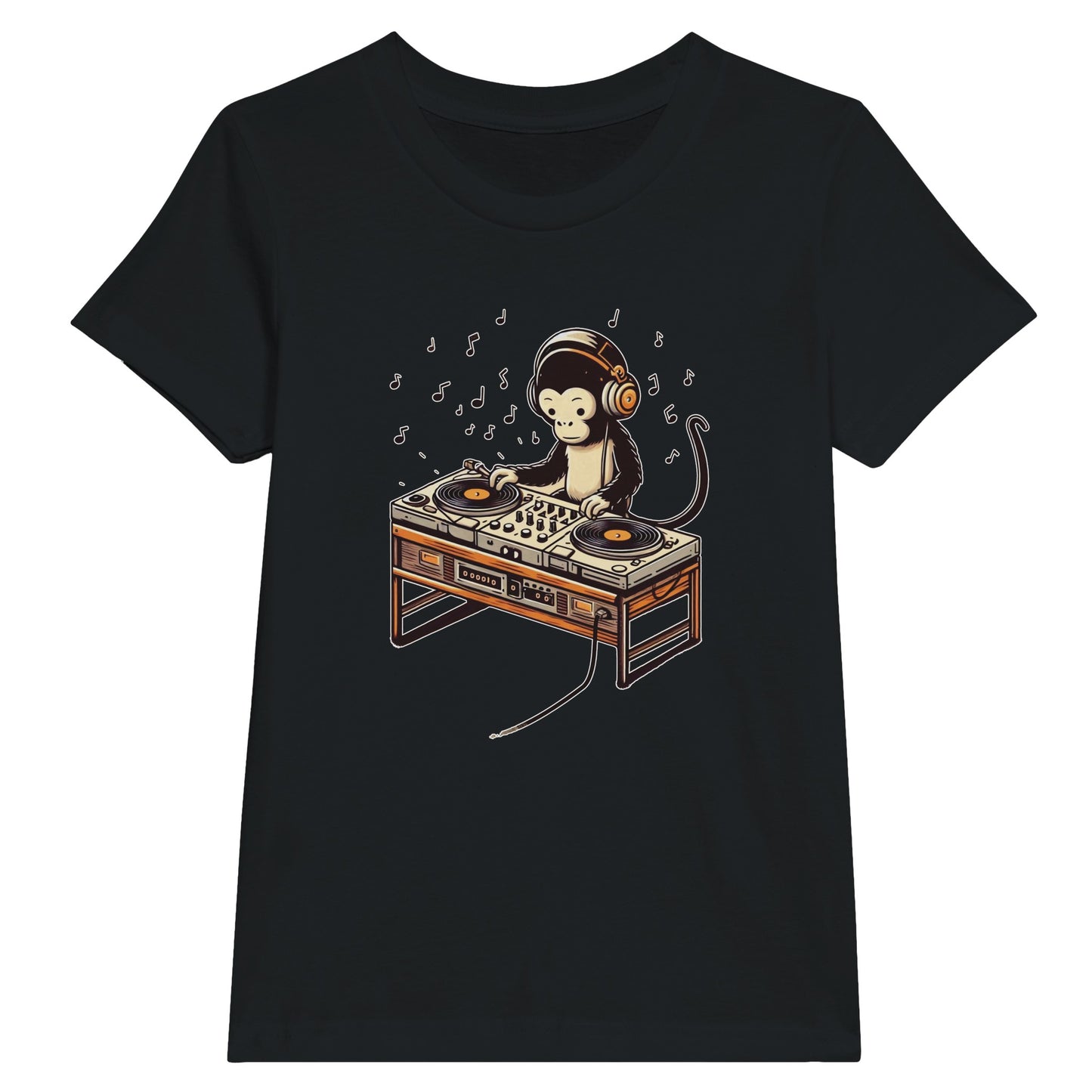 Cool Monkey DJ Kids Crewneck T-Shirt – Fun & Playful Design for Young Music Lovers - Rampage Design Studio