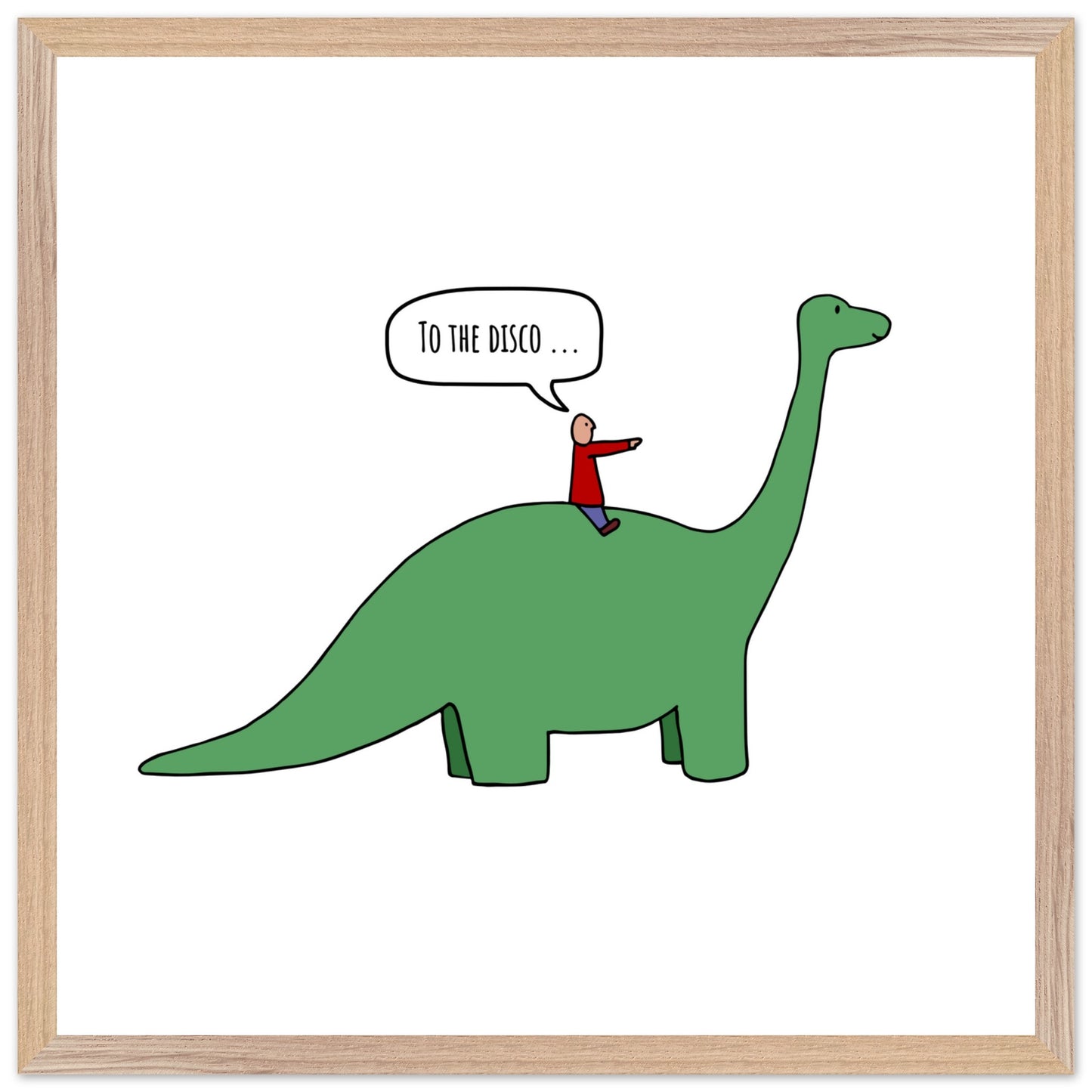 Funny Dinosaur Framed Poster, To The Disco, Dance Themed Art, Music Art, Dinosaur Art, Cartoon Decor, Ready-to-Hang, Sustainable Wood Frame, Perfect for Kids' Rooms - Rampage Design Studio
