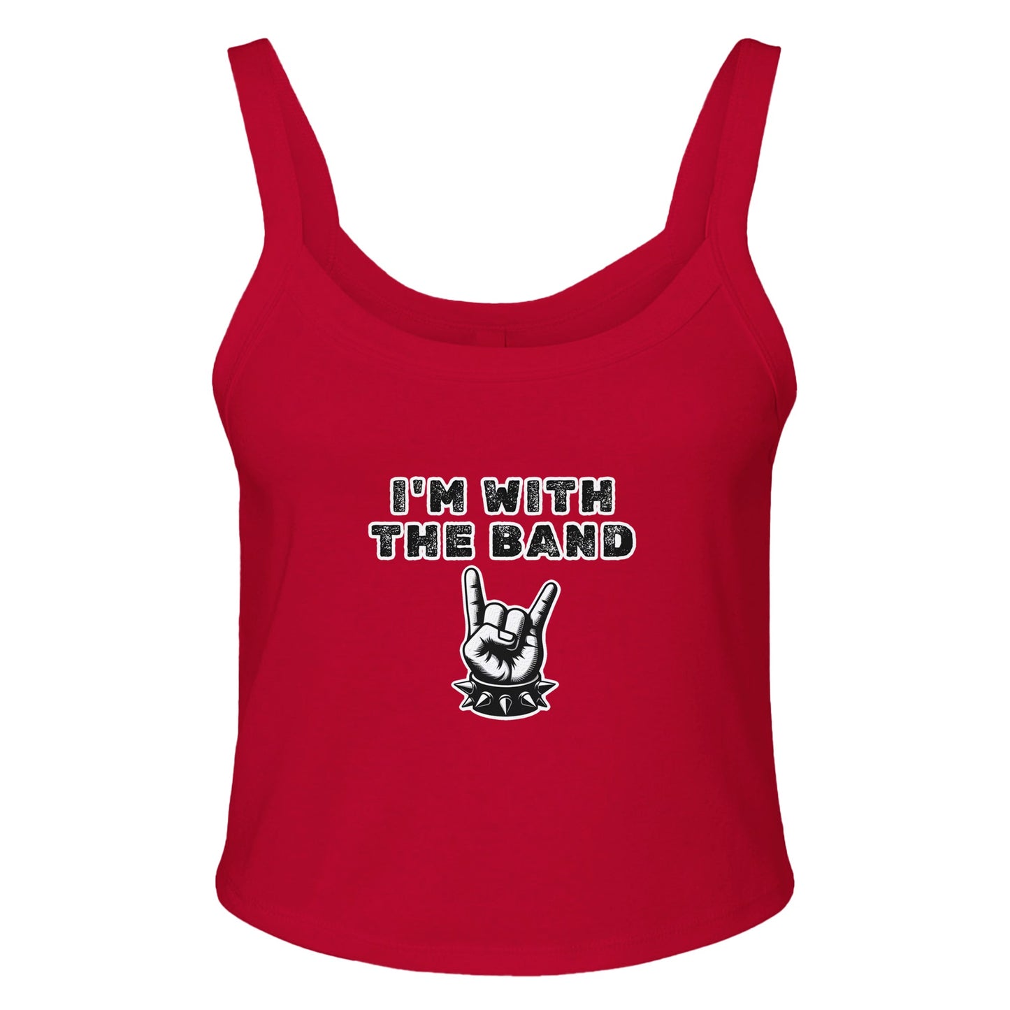 I'm With The Band Devil Hand Graphic Tank | Women's Micro Ribbed Scoop Neck Tee - Rampage Design Studio