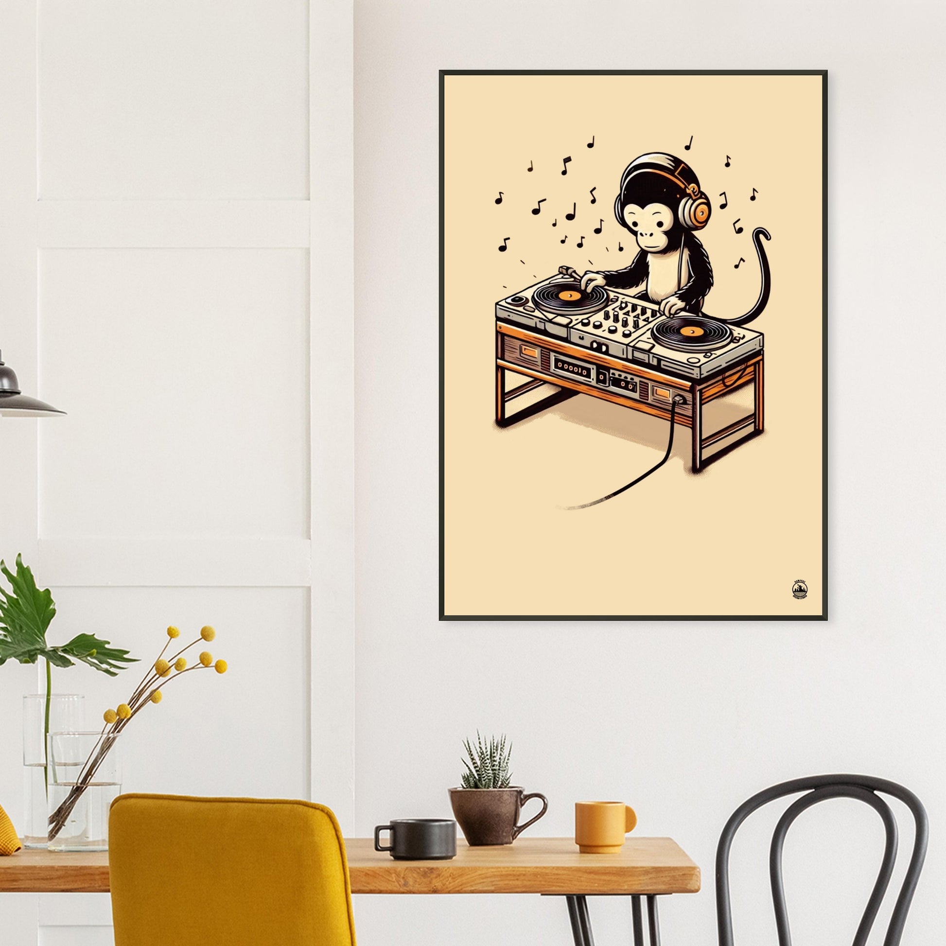 Monkey DJ Premium Matte Paper Metal Framed Poster - Rampage Design Studio
