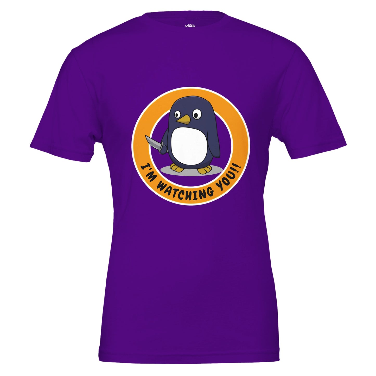 Sinister Penguin T-Shirt – I'm Watching You! – Unisex Soft Cotton Tee - Rampage Design Studio